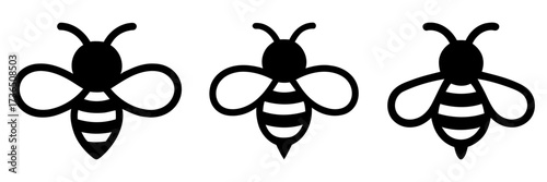 black and white bee illustrations. vector illustration of bee