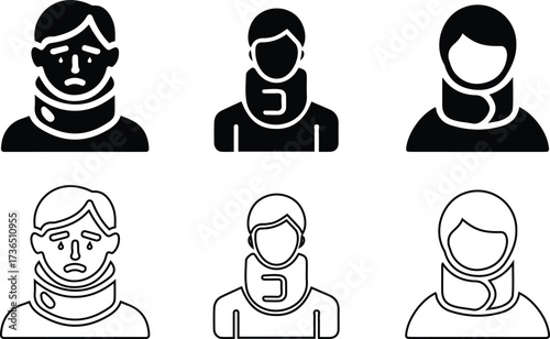 Neck Brace line Icon Set. Cervical Collar Icon