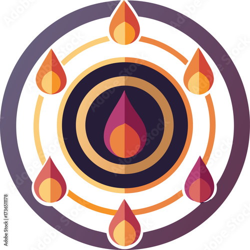 Circle of Glowing Candles with Abstract Smooth Flow – Spiritual and Relaxation Vector Illustration”