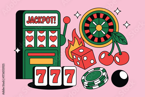 Lucky Casino Icons A Vector Illustration of Gaming Symbols