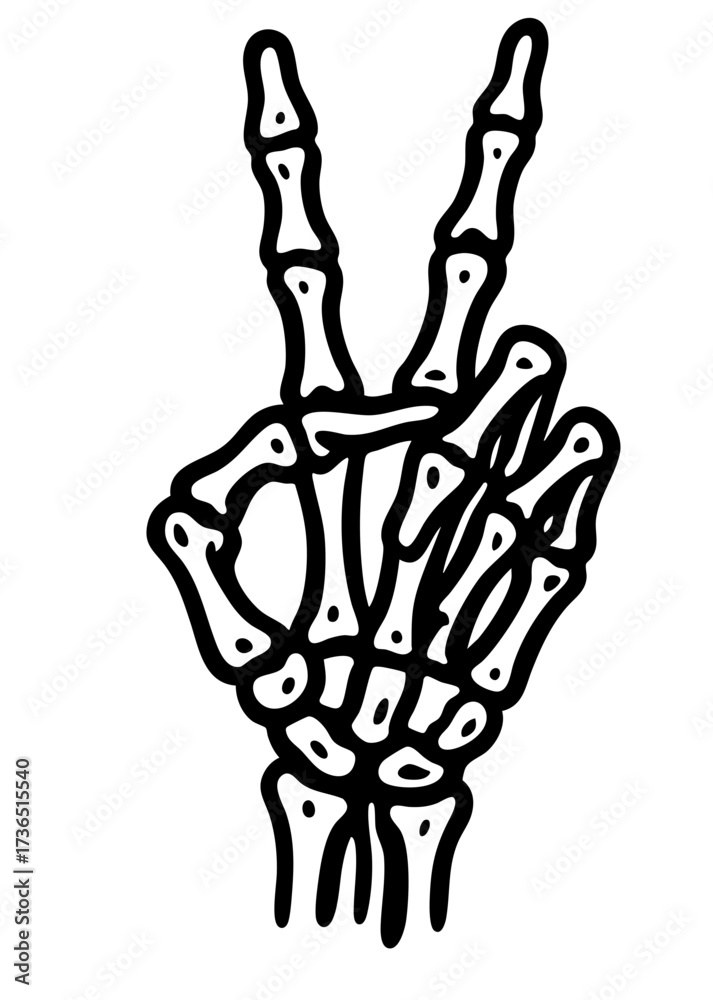 ilustracion de mano de esqueleto, lineal