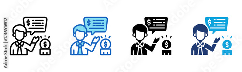 Financial Advisor icon Multi Style Vector Illustration