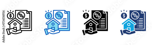 Home Mortgage icon Multi Style Vector Illustration