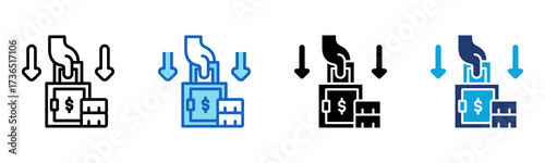 Money Deposit icon Multi Style Vector Illustration