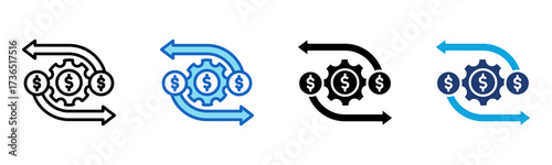 Cashflow Management icon Multi Style Vector Illustration