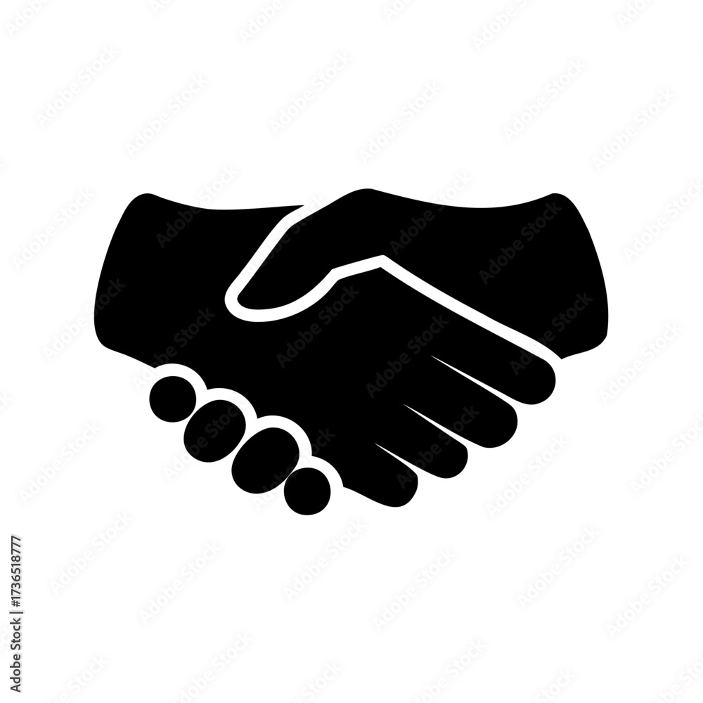 Fototapeta premium Silhouette handshake symbol illustrating partnership, agreement, and success in monochrome image