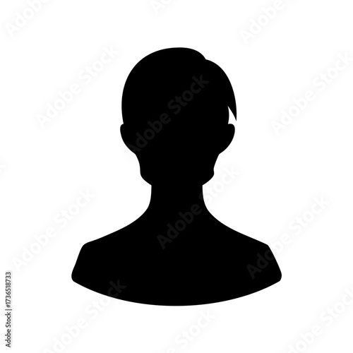 Silhouette of anonymous person with short hair, a blank avatar portrait