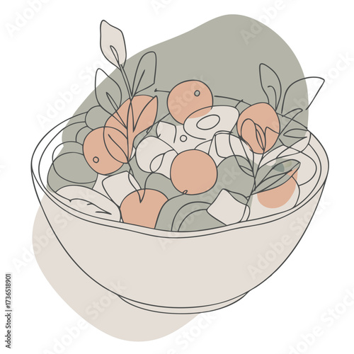 vector illustration of a Greek salad bowl
