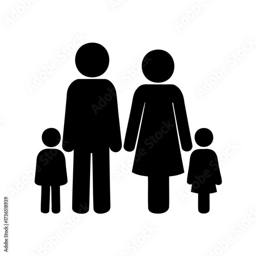 Family Icon Symbolizing a Mother Father Son Daughter Ideal Togetherness and Love