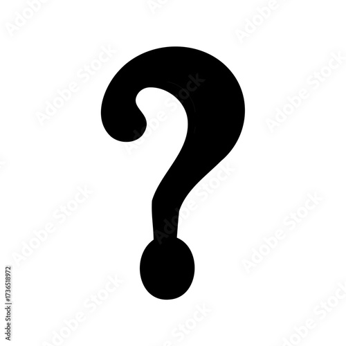 Black and White Question Mark Graphic Symbol Icon on a White Background