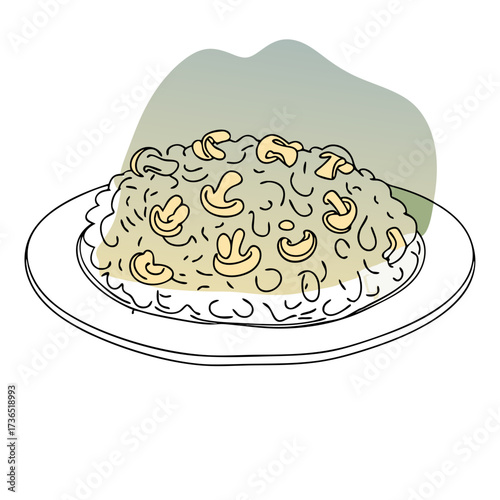 vector illustration of risotto with mushrooms