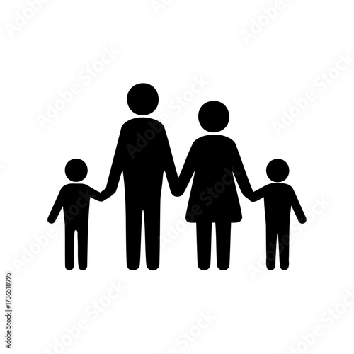 Iconic Family Pictogram Representing Traditional Values, Parenthood, and Childhood Connection in Symbol Form