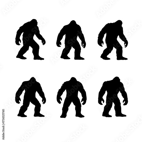 Bigfoot Yeti Sasquatch Silhouette Vector Set

 

 

