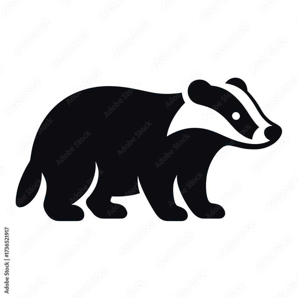 Obraz premium Silhouette of a european badger in profile view