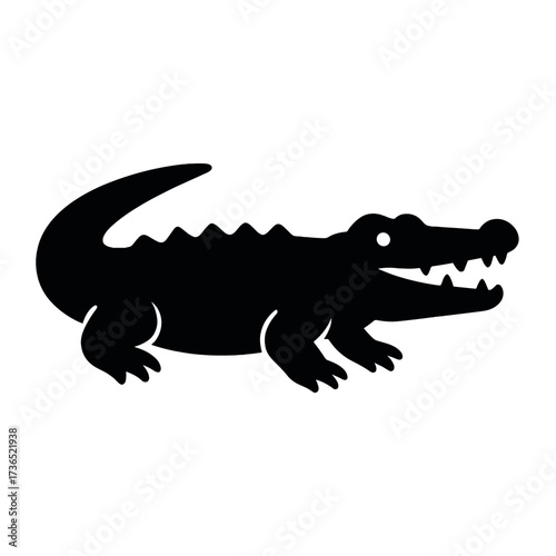 Silhouette of a crocodile with jagged back and long tail