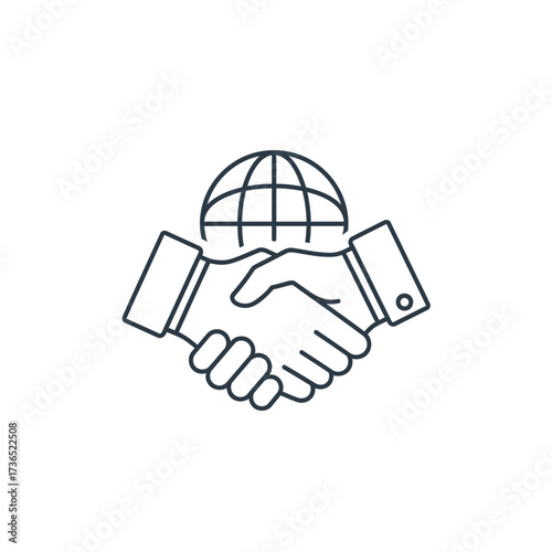 Symbolic illustration of global business cooperation, partnership, and international agreement.