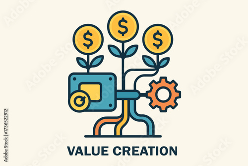 Abstract concept of value creation through financial growth and investment