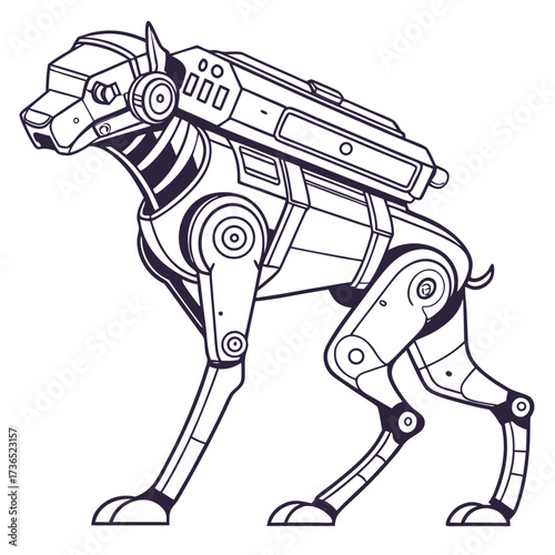vector illustration of a military robot dog