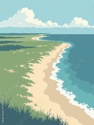 Cape Cod, Massachusetts, USA – curving sandy spit with dunes, salt marshes and Atlantic surf, no people