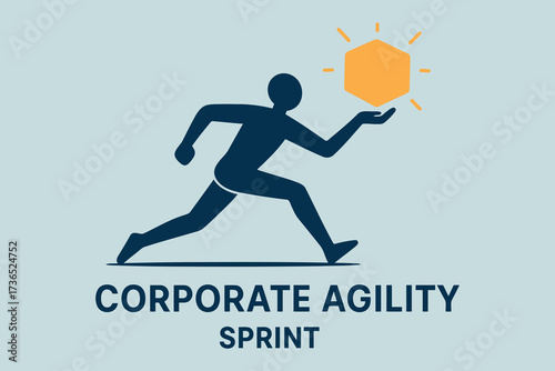 Silhouette of a person running with a sun in their hand representing corporate agility