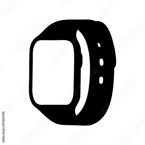 Black and white illustration of a smart watch with a minimalist design