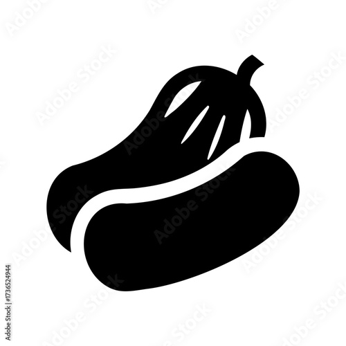 Abstract illustration of two dark eggplants on a contrasting white background