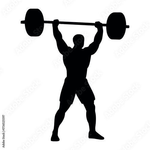 Vector art of silhouette of a weightlifter lifting a barbell