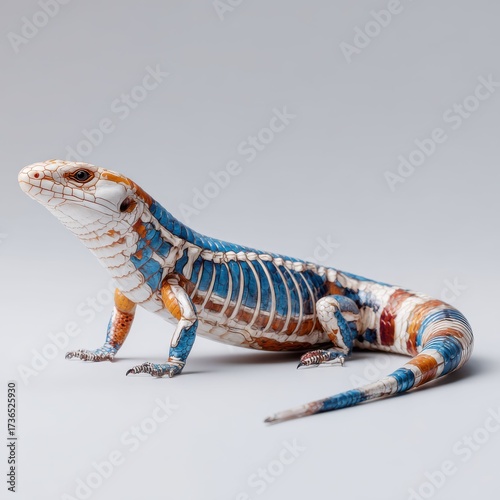 Blue-Tongue Skink on White Background – Exotic Reptile Pet Studio Photo
