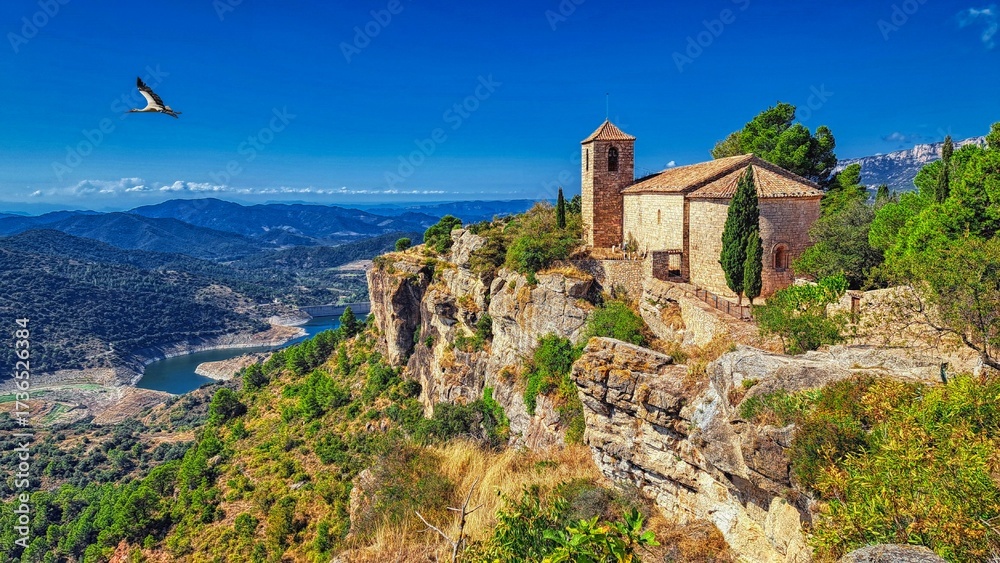 Fototapeta premium Siurana - vol de cigonya - Priorat