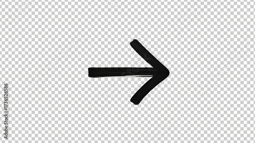 Generate a stark, high-contrast image featuring a thick, hand-drawn black arrow pointing directly to the right against a pure white, minimalist background. The arrow should have a slightly rough, brus