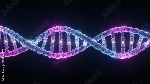 Mesmerizing 4k animation of a glowing dna double helix in outer space