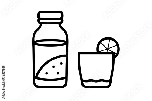 Transparent reusable water bottle with fruit infusion on white background healthy lifestyle