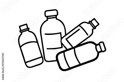 Transparent travel water bottles with various shapes and sizes on a white background travel bottle reusable bottle
