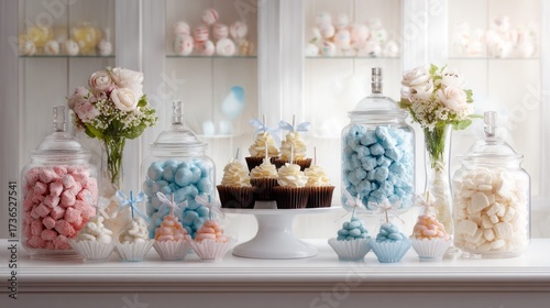 Wallpaper Mural Colorful candy buffet with cupcakes and cake pops for a festive celebration Torontodigital.ca