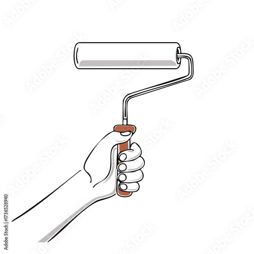 A hand holding a paint roller, ready to start a new project. This image evokes the simplicity and essential tools of painting
