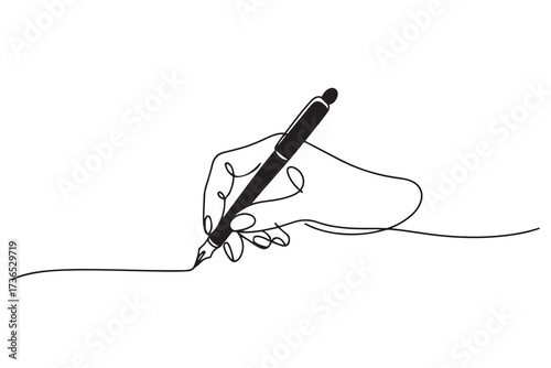 line art hand writing continuous line art drawing hand with pen line art illustration. one line Icon drawing with white background