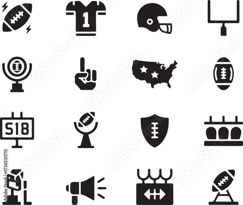 Exciting football season icons for game day designs