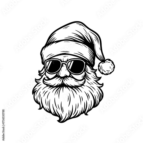 Santa Claus with Sunglasses Black and White Vector Illustration

 

 

