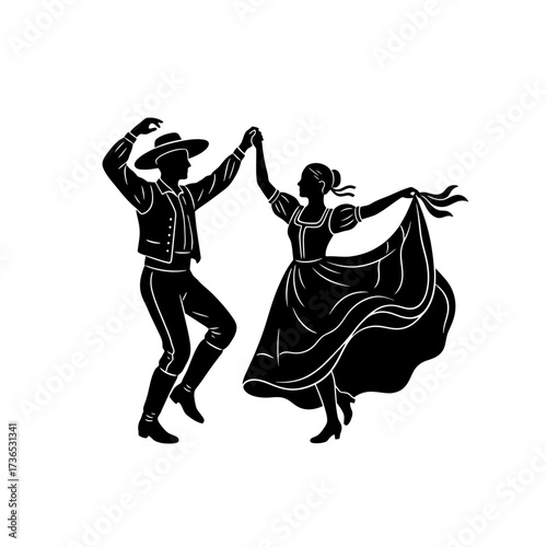 Vector art of couple dancing traditional folk dance