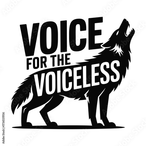 Powerful Silhouette of a Howling Wolf Advocating for the Voiceless Animals and a Reminder of the Importance of Animal Welfare