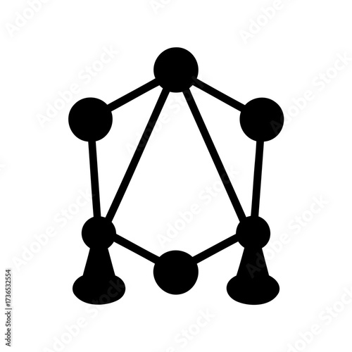 Abstract network representation with interconnected nodes and weighted edges in minimal design