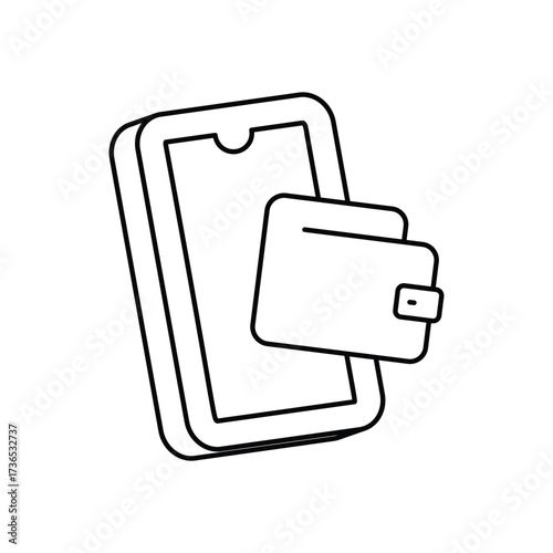 Digital Wallet Oultine Icon - Technology Symbol