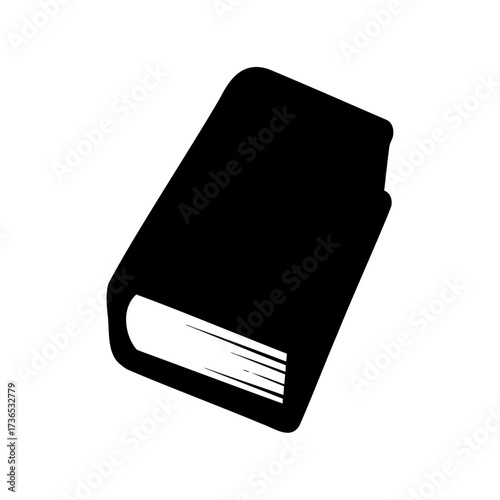 Simple silhouette illustration of a closed hardcover book, perfect for education icons