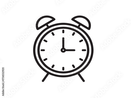 Minimalist Alarm Clock Symbol in Modern Outline Vector Artwork