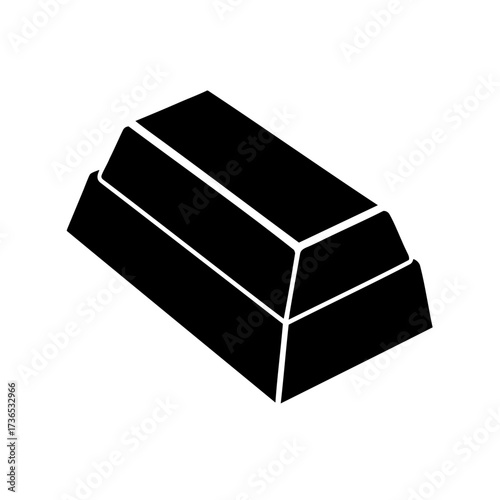Simple bold stylized gold bullion ingot or bar in black and white