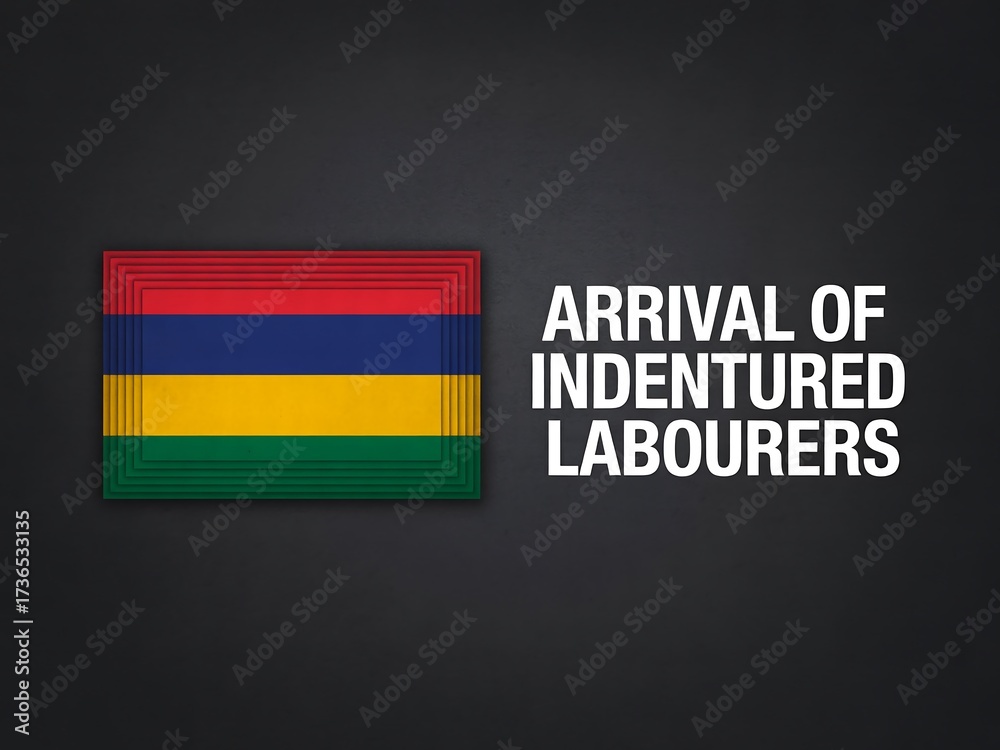 Fototapeta premium Mauritius flag symbolizing the arrival of indentured labourers and their cultural impact