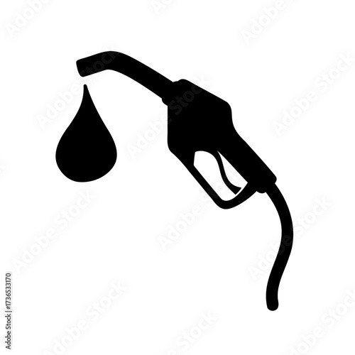 Black silhouette of a gas station fuel nozzle with dripping gasoline