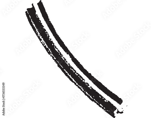 Bold black brush stroke with a white accent on a clean white background, conveying energy and movement