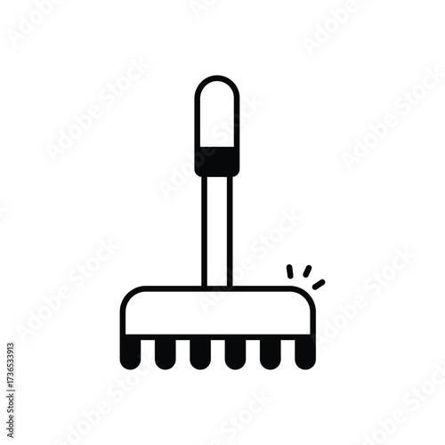 Rake Black Solid Glyph Vector Icon