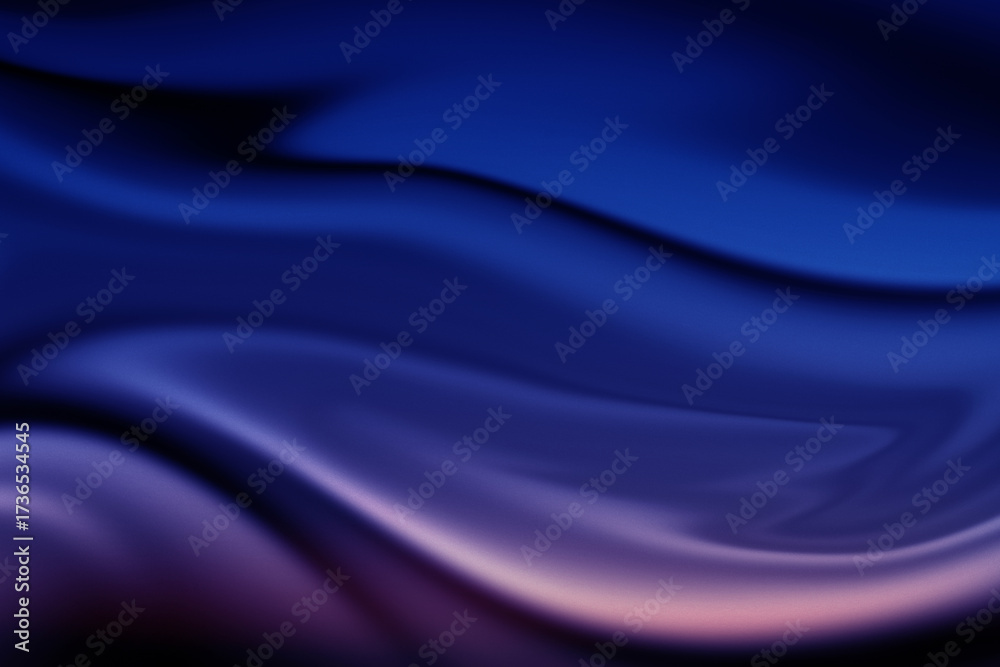 Obraz premium Illustration of abstract flowing silk fabric texture with smooth waves and gradients of deep blue and violet, creating a sophisticated and elegant backdrop for presentations